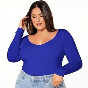 Royal Blue scoop neck long sleeve